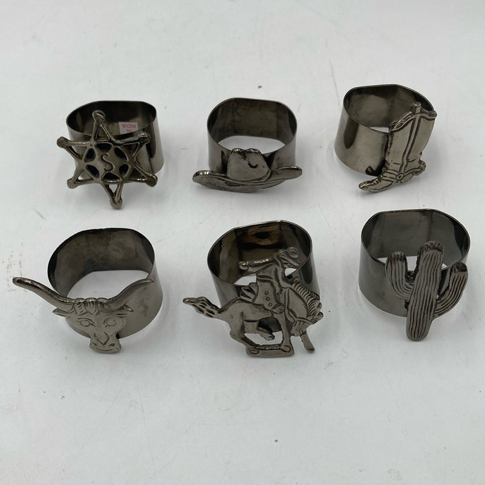 Vintage Metal Western-Themed Napkin Rings